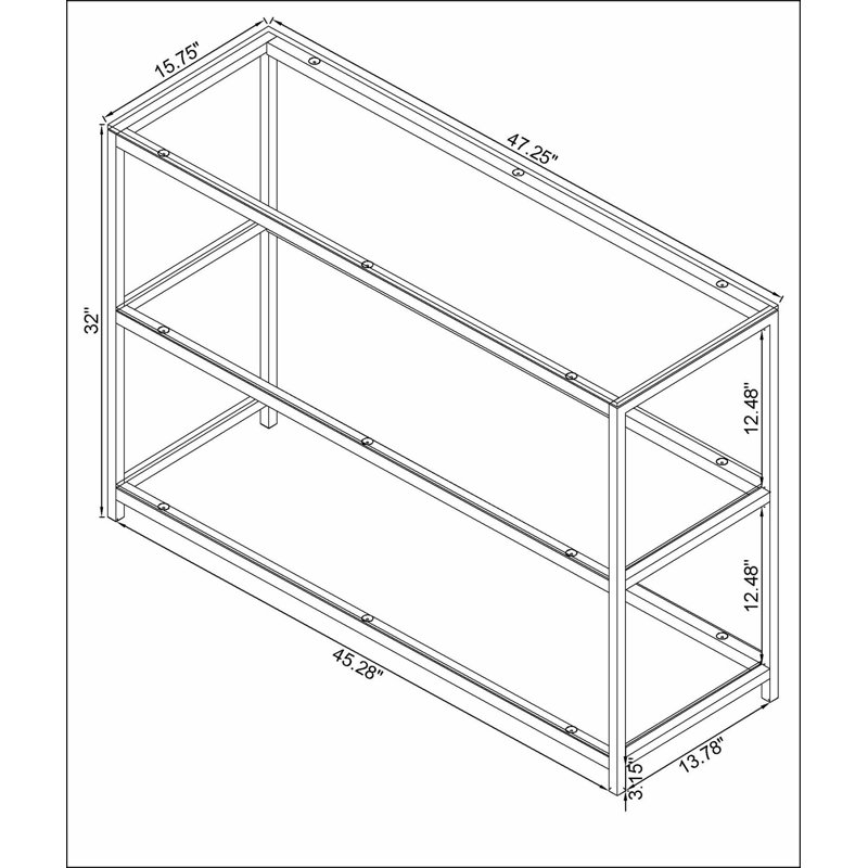Weston Black Nickel 2-Shelf Glass Top Entryway Console Table