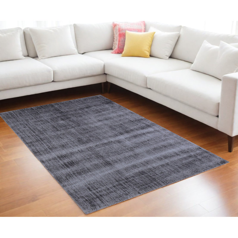Tapis gris anthracite tissé à la main 9 pi x 12 pi