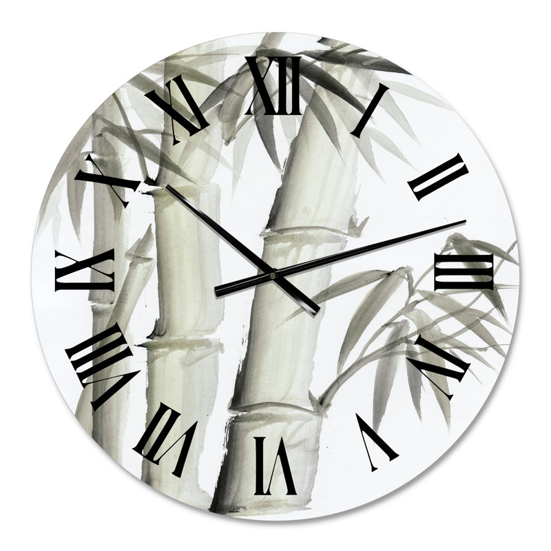 Horloge murale rétro en bambou monochrome V - Lake House, Moyenne