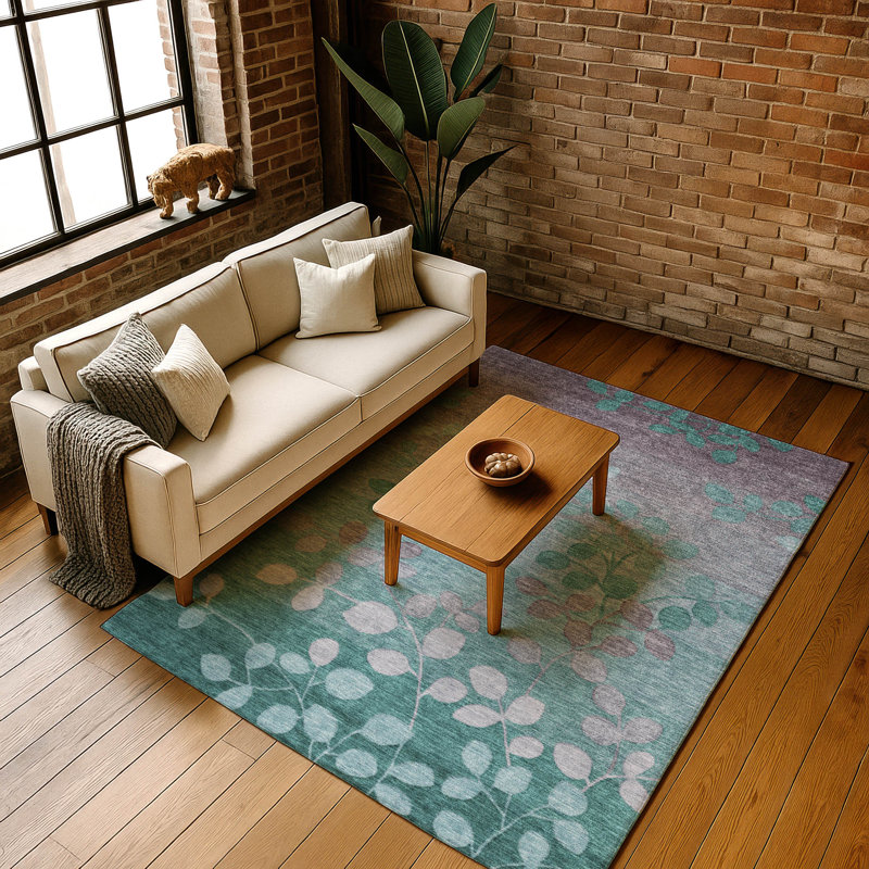 Premium Machine Washable Mayfield AMF1900 Floral Rug, Rectangle 5' x 7'6"