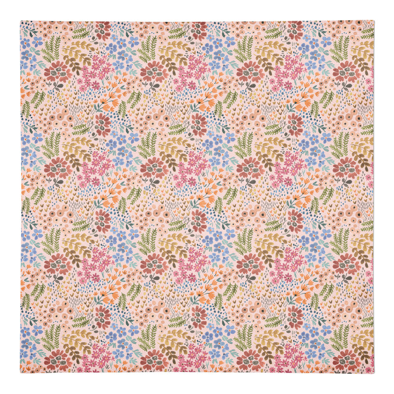 Cotton Floral Square Napkin, Pink
