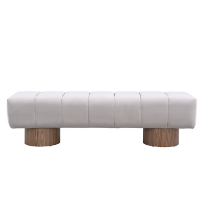 Banc non rembourré, gris, capacité de 300 lb, siège de chambre en velours gris sans compromis, poids sans assemblage