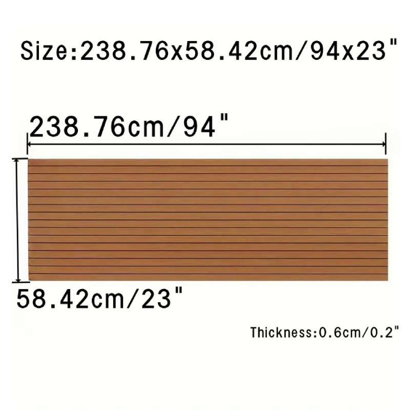 Tapis de plancher en teck synthétique EVA, L 23 po x L 94 po, Brun