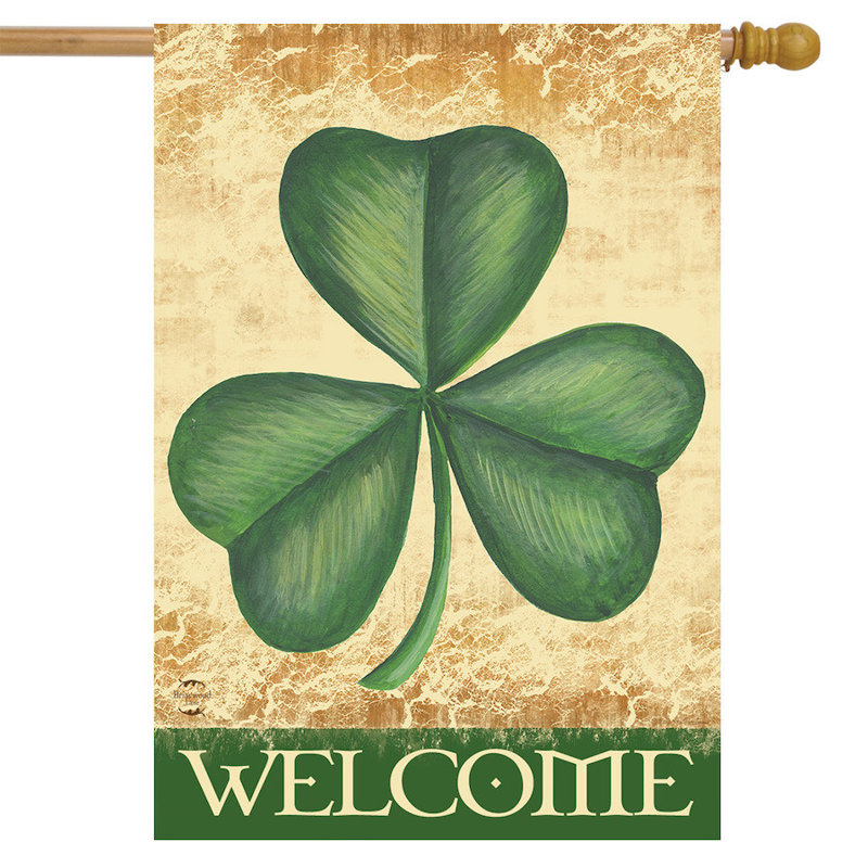 Drapeau Shamrock Welcome House, Vert / Taupe