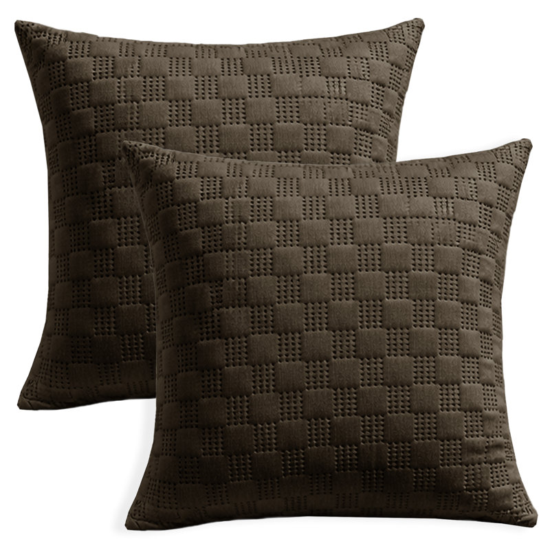 Aspire Homeware Embossed Square Velvet Cushion Covers, COFFEE, Pack of 2