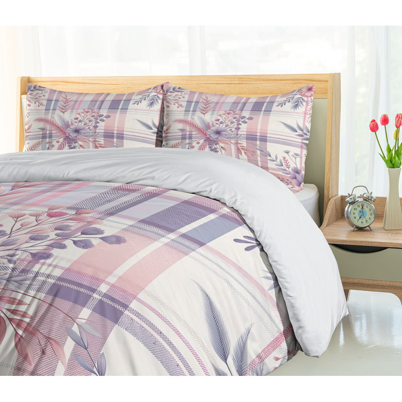 Pastel Plaid Duvet Cover, King Duvet Cover + 2 Standard Shams