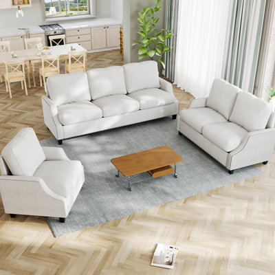 Modern 3 Piece Living Room Sofa Sets Including Sectional Couch, Loveseat And Armchair, Ideal For Apartment Comfort And Style