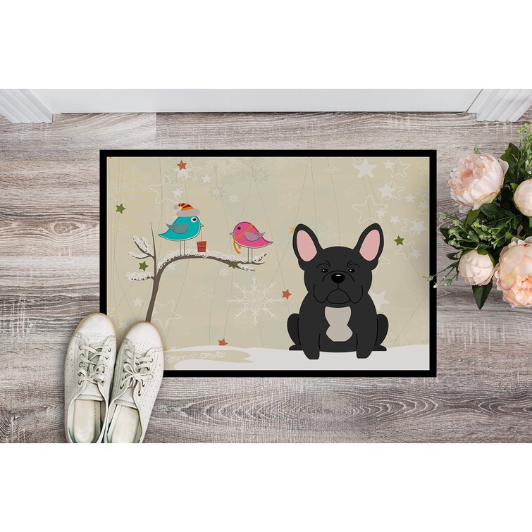 Home with frenchie outline - customizable dog outline, pet doormat