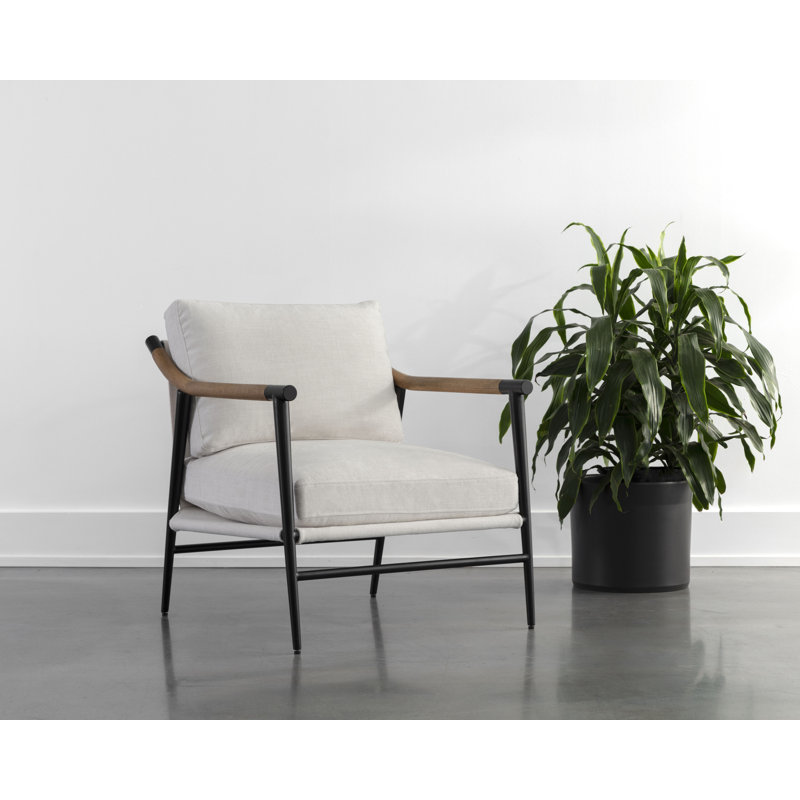 Vineeta Lounge Chair, Cream Polyester