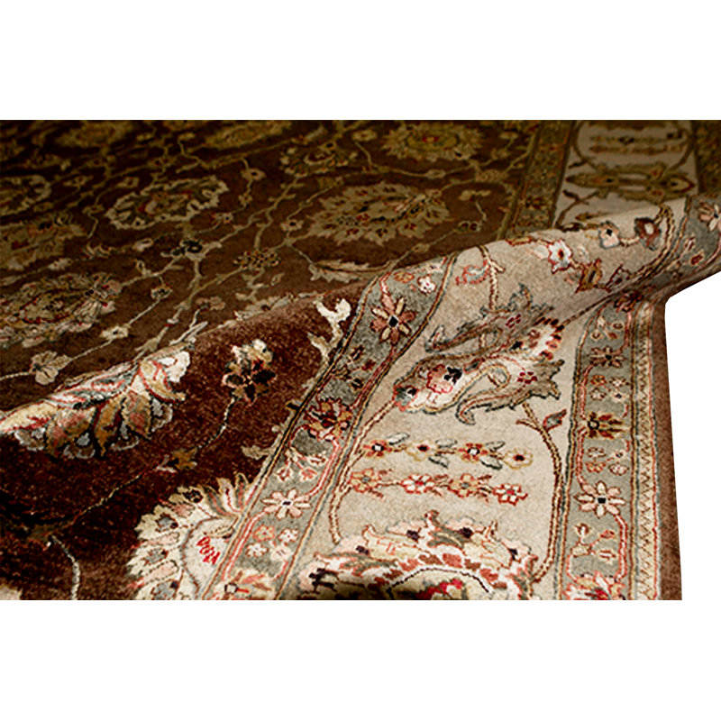 Tapis brun et ivoire de haute qualité noué à la main