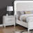 Bedroom Eastern King Size Bed 3pc Set 2x Nightstands Pearl White LED Lights Furniture Textured Panel HB FB Wood