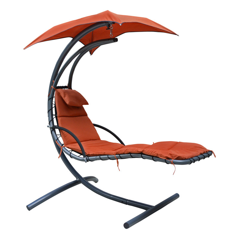 Emilia Outdoor Metal Chaise Lounge , Cushion Included, Orange
