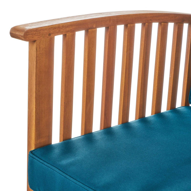 Ensemble de conversation avec canapé 8 pièces Amorae, Cadre naturel / coussin bleu sarcelle foncé