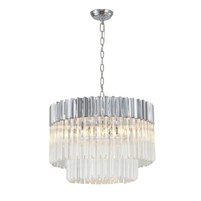 8-Light Chrome Chandelier With Clear Crystals