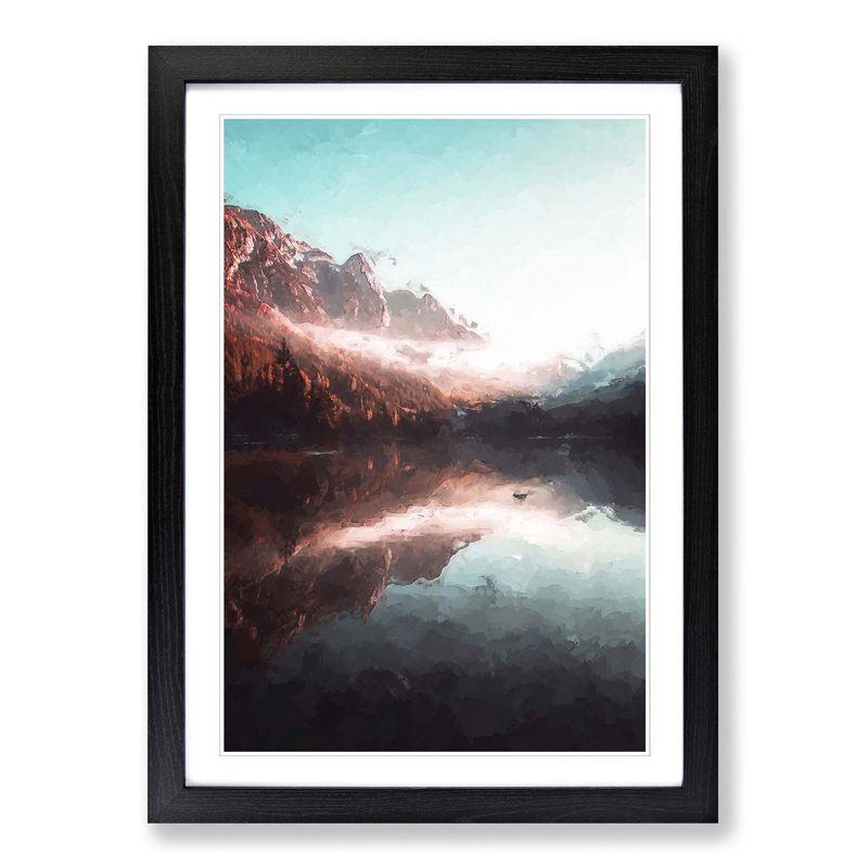 Lake in Italy in Abstract - Picture Frame Graphic Art Print, 36cm H x 27cm W x 2cm D, Black Framed