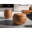 Camel leather pouffe
