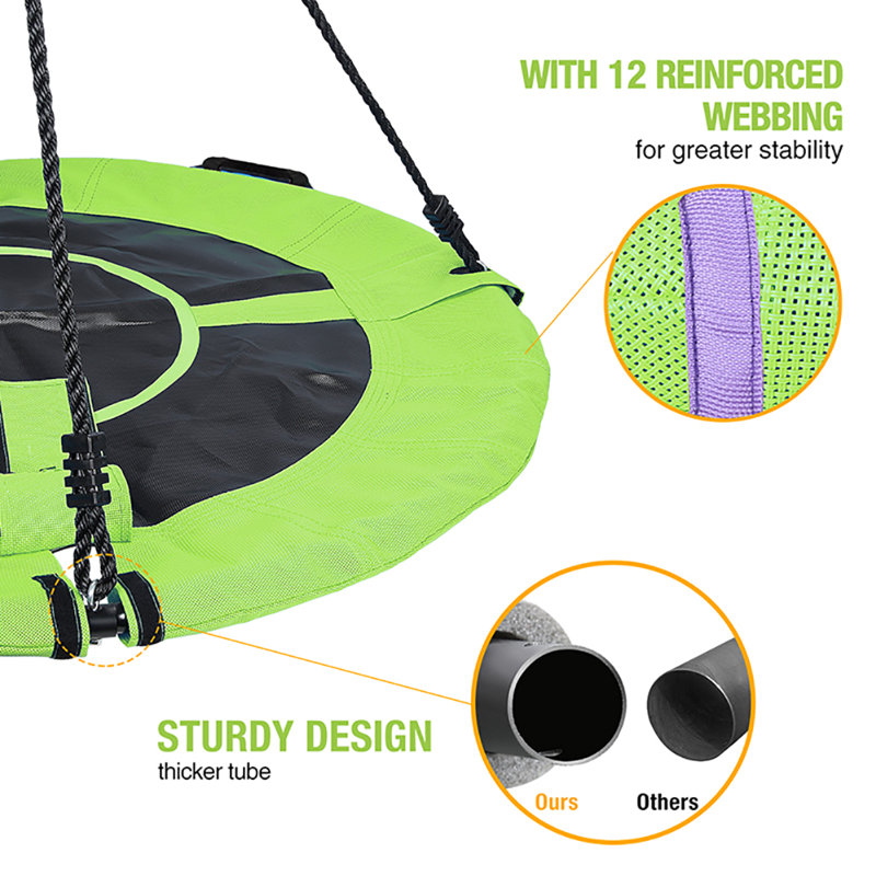Trekassy 40'' Green Waterproof Steel Frame Saucer Tree Swing