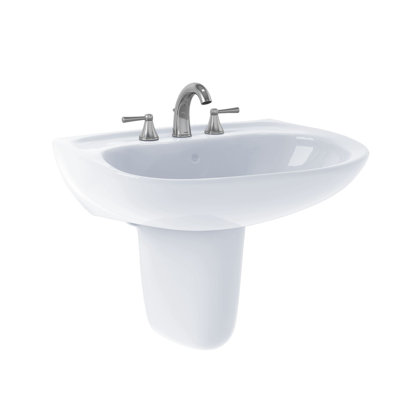 Lavabo de salle de bain ovale mural TOTO® Prominent® avec CEFIONTECT et capuchon pour robinets centraux de 8 pouces, blanc coton