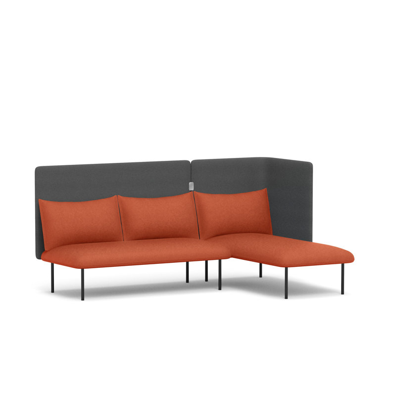 Canapé QT, Orienté à droite, Polyester gris foncé / rouge