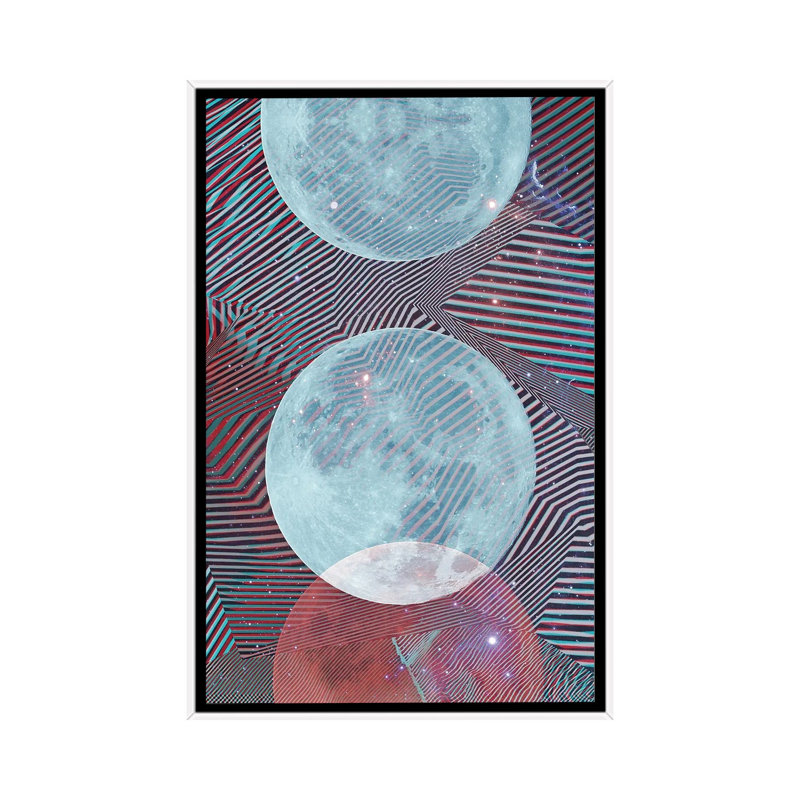 Techno Moon 1 Piece Floater Frame Wall Art on Canvas