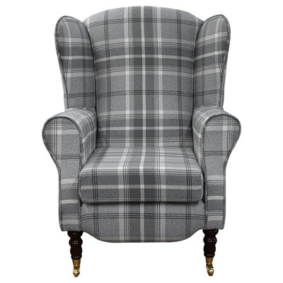 Grey Tartan Fireside Armchair