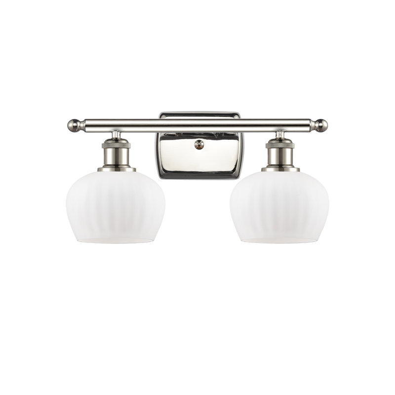 Lyman 2 - Light Dimmable Vanity Light, 6 Watt Vinage LED Bulb, Matte White, Polished Nickel