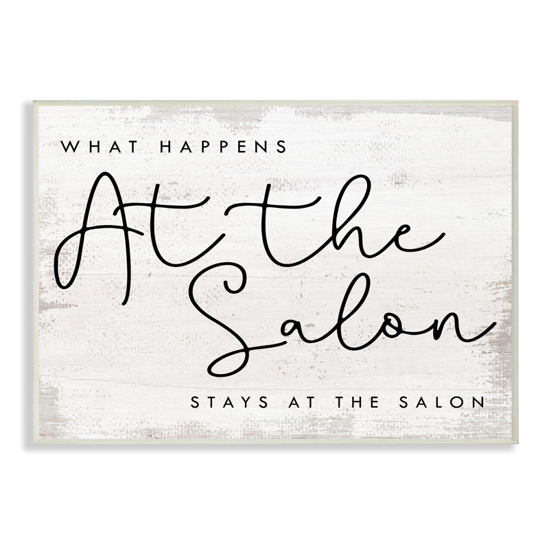 «What Happens At The Salon» Beauty Sentiments, Plaque murale, H 13 po x l 19 po x P 0,5 po