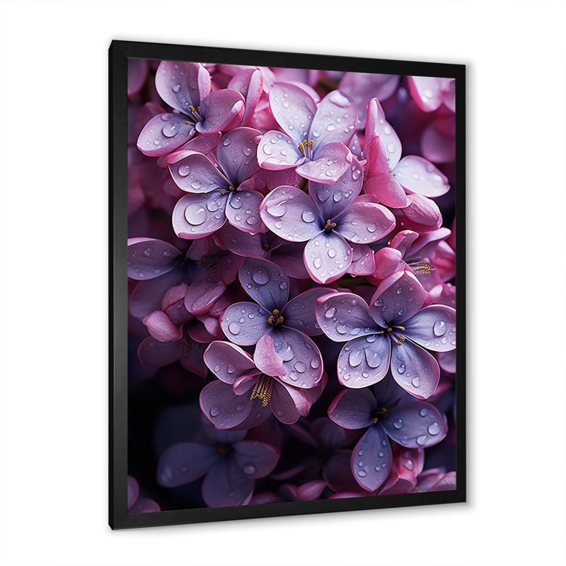«Flowers Whispering Lilacs» sur impression sur toile, H 44 po x l 34 po x P 1,5 po, Cadre photo noir