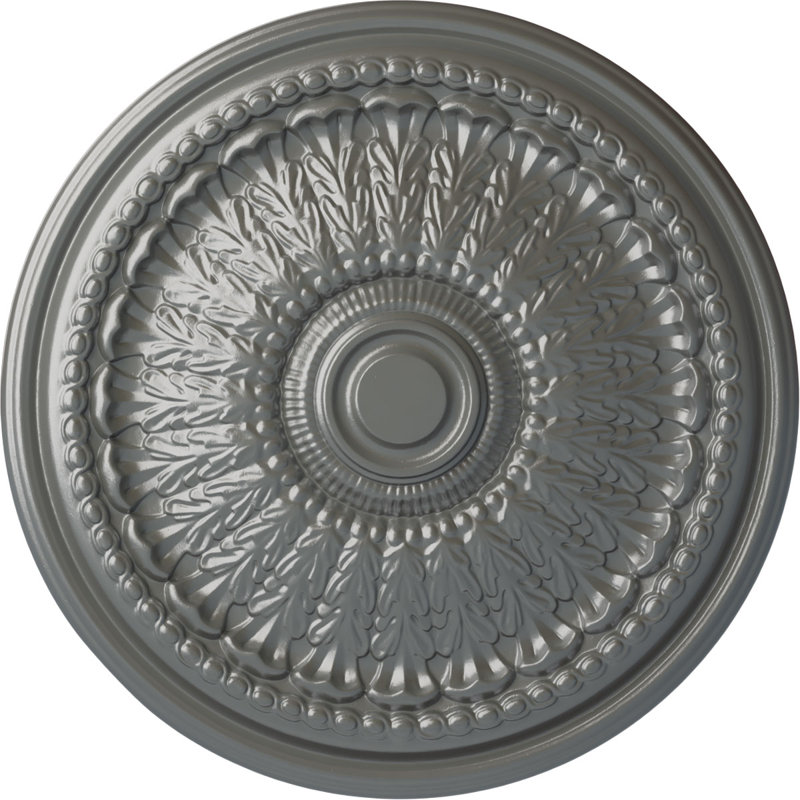 Médaillon de plafond perle Endurathane, diamètre extérieur de 26 1/4 po x P 1 1/2 po (convient aux auvents jusqu'à 1 7/8 po), finition craquelée en pierre de château peinte à la main