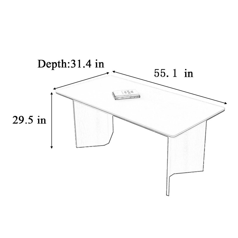 Novena Solid Wood Base Dining Table, 29.5"H x 55.1"L x 31.4"W