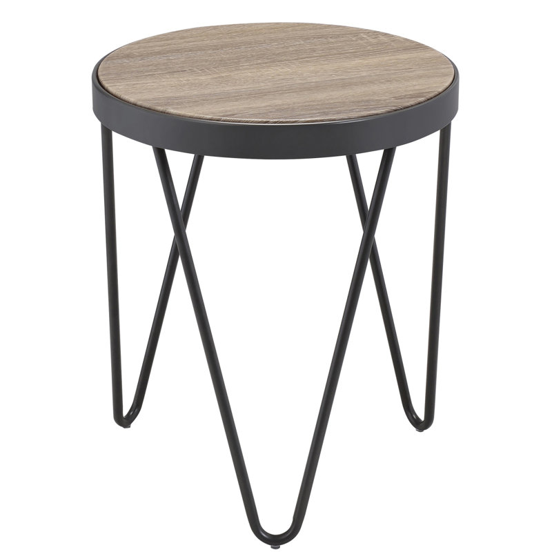 Table de bout en chêne gris patiné et noir patiné