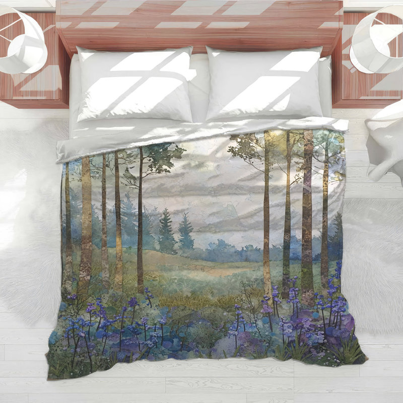 Forest Landscape With Wildflowers Comforter, King