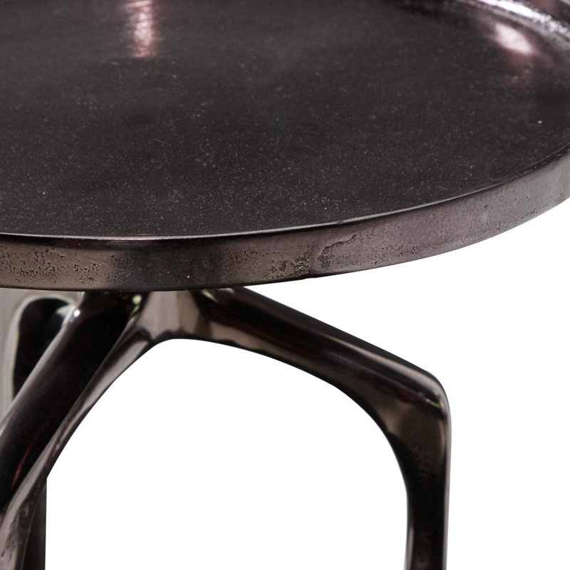Table d'appoint avec plateau en aluminium noir Jody