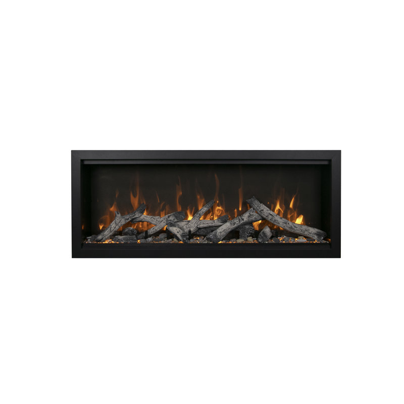 Amantii Black Electric Fireplace with BTU 5000, 20.12" H x 74" W x 11.75" D