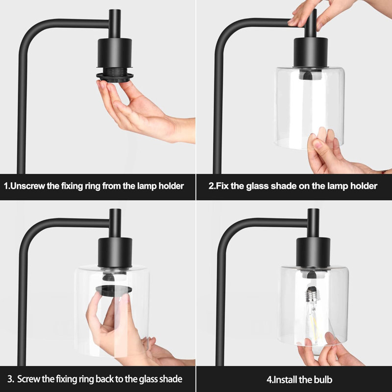 Lampe arquée en métal Lexani USB, Noir