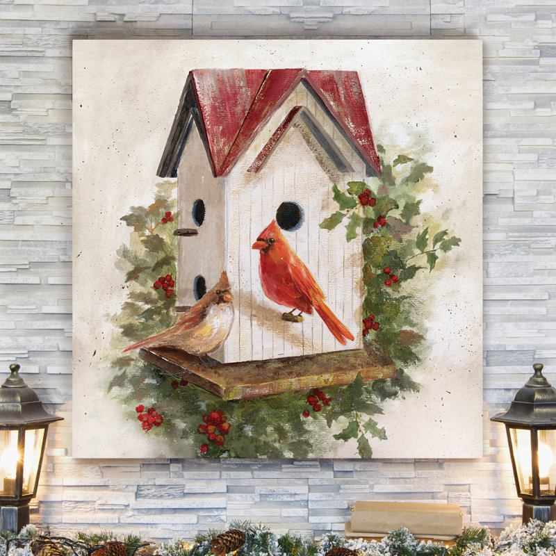« holly berry nichoir », impression sur toile, H 40 po x l 40 po x P 1,5 po, Toile tendue