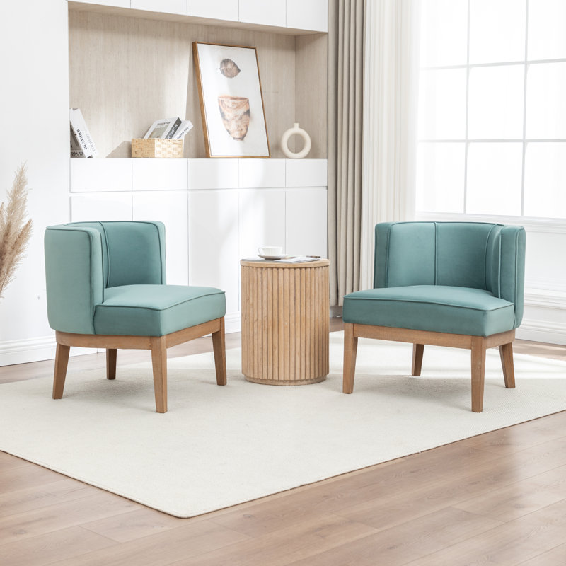 Fauteuil demi-tonneau Karoll, Velours bleu, 2