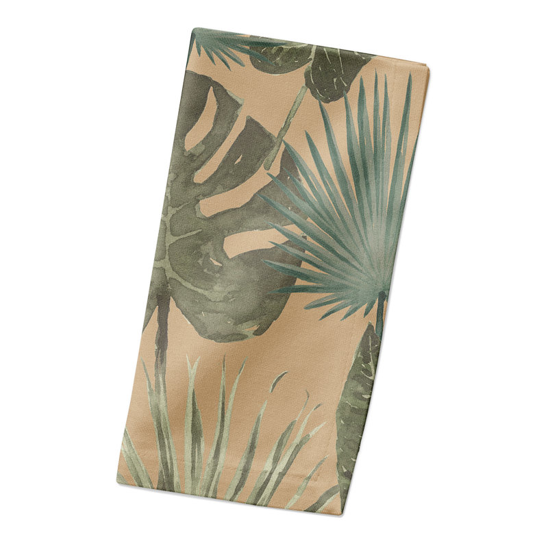 Mousseau Cotton Floral Square Napkin, Tan