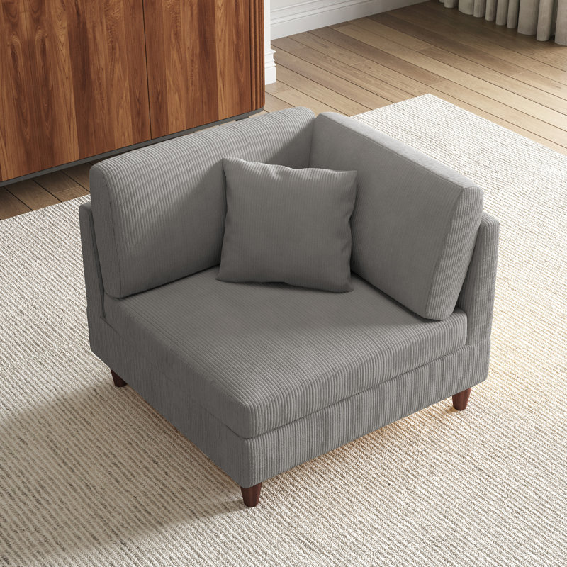 Mordecai 95Cm Wide Side Chair, Light Grey Corduroy