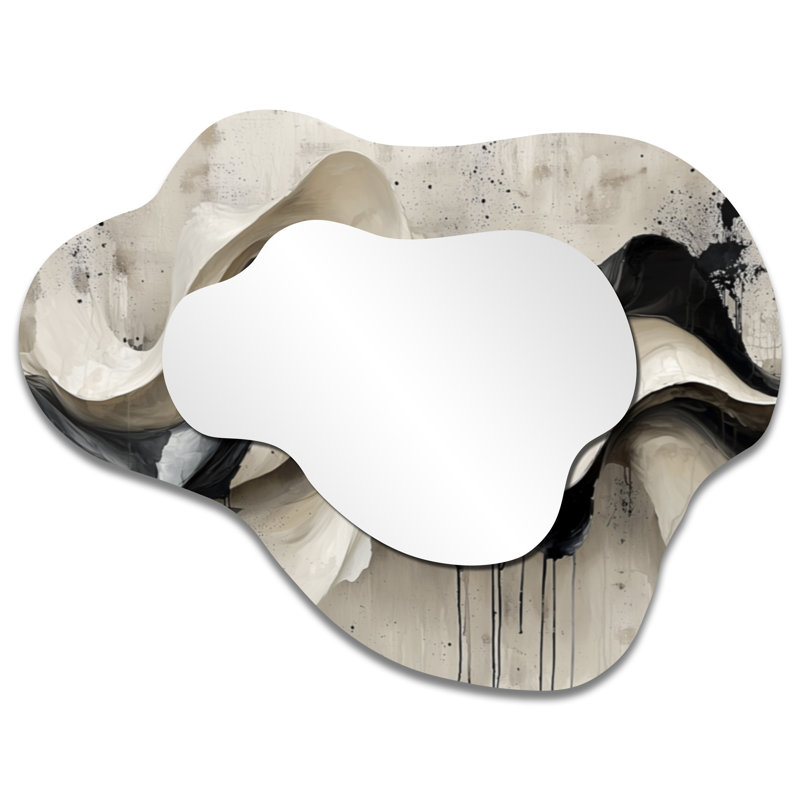 Rhytmique bruine - miroir mural décoratif nuage de vagues, miroir de coiffeuse moderne, imprimé sur métal, 27 po x 35 po