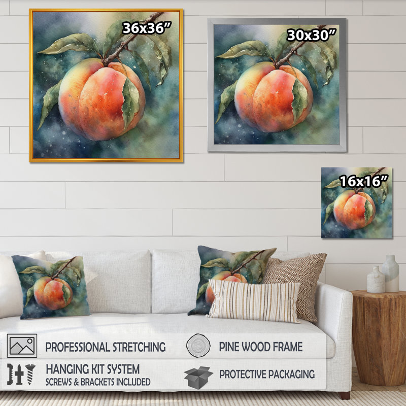 Seden pêche suspendu à une branche sur toile, H 16 po x l 16 po x P 1 po
