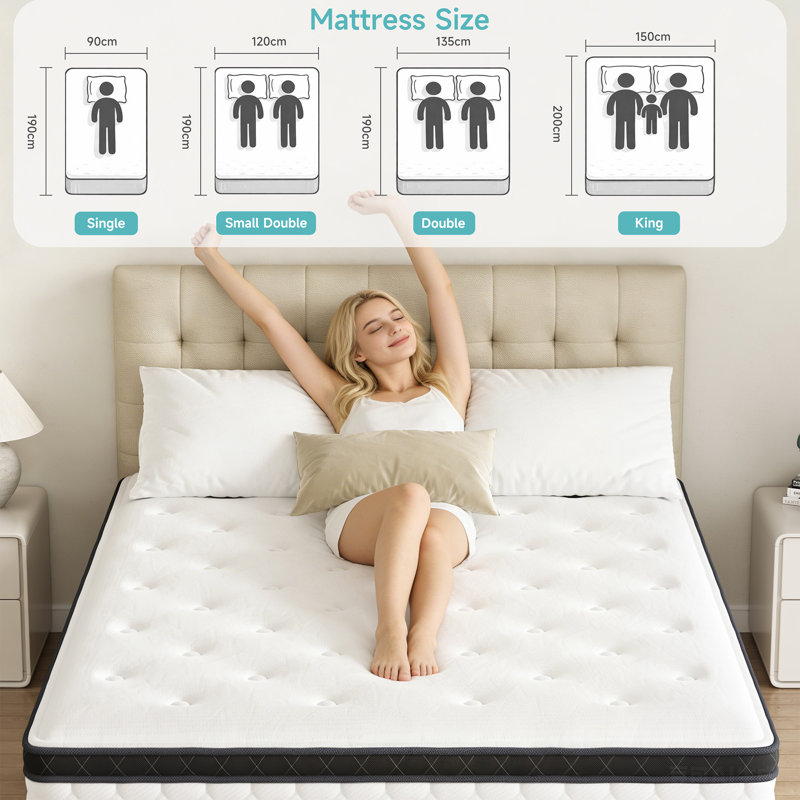 26cm Flame Retardant Memory Foam Dual Zone Pocket Spring Mattress, Small Double (4')