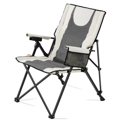 Heated Camping Chair, 3 Heat Settings, High Back Folding Camping Chair, Supports 260Lbs, Full Padded Beach Chairs With Armrest & Cupholder, Portable Lawn Chairs For Outdoor Sports Travel