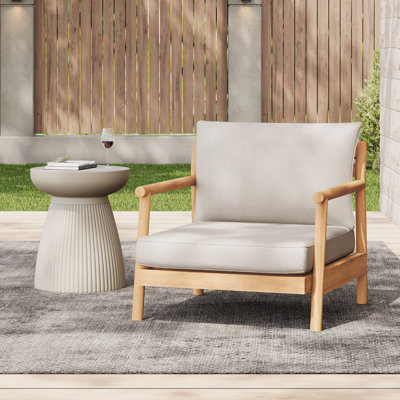 Patio Acacia Wood Club Chair With Water-Resistant Cushion (1 PC )