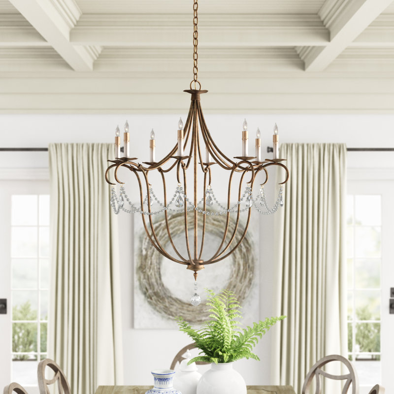 Crystal Lights 8 - Light Chandelier, Rhine Gold