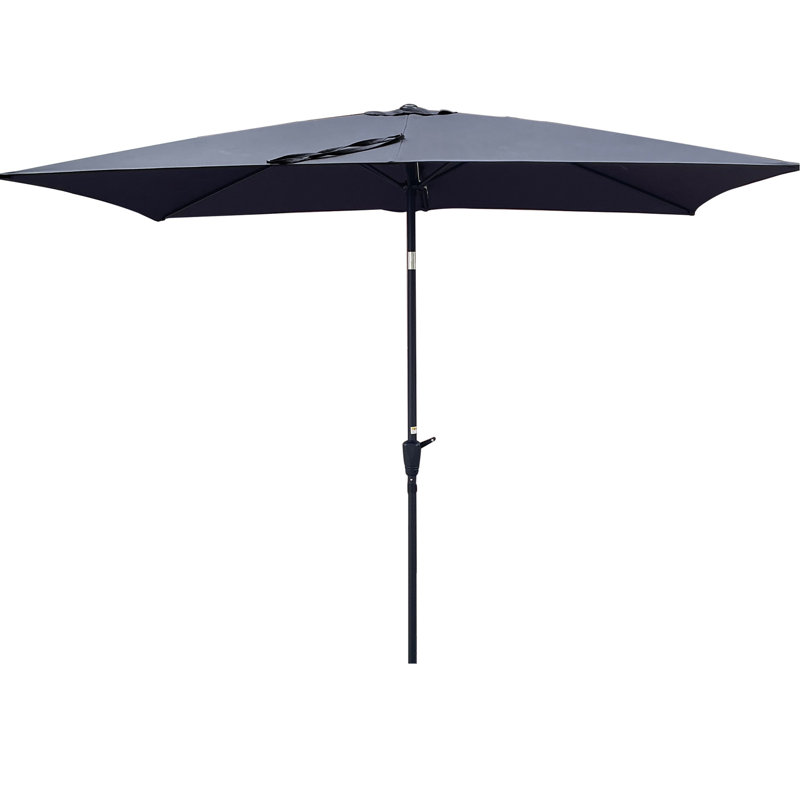Parasol de patio 6 pi x 9 pi pour l'extérieur, rouille avec mât et fonction d'inclinaison pour la piscine Parasol extérieur de 9 pi x 6 pi, manivelle avec matériau respirant