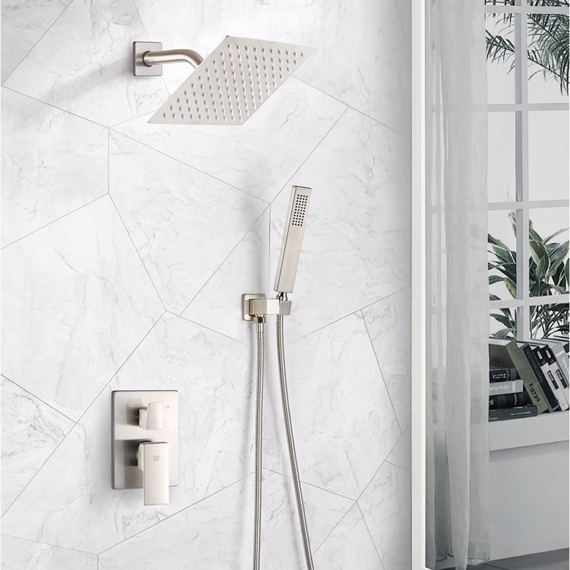 Système de douche complet avec valve brute, Nickel brossé