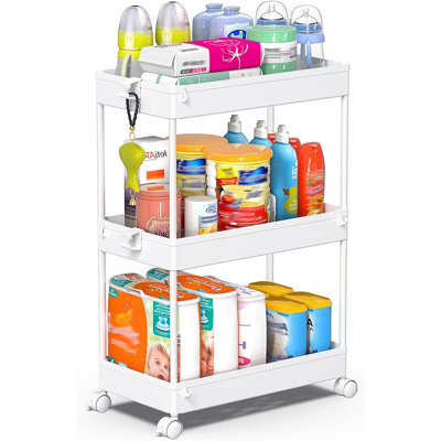 3-Tier Mobile Utility Cart – Laundry Room & Bathroom Organizer With Multi-Purpose Shelves