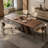 Nut-brown Rectangular Sintered Stone tabletop Dining Table-2049982790