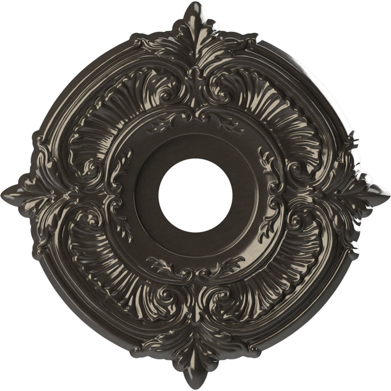 Attica Thermoformed PVC Ceiling Medallion, Metallic Charcoal, 13" H x 13" W x 0.75" D